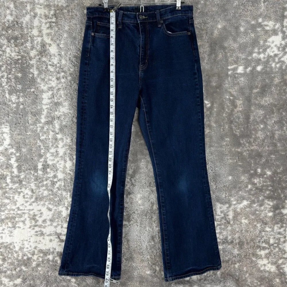 Uniqlo Sz 28 High Rise Slim Flared Jeans Blue Stretch‎ Denim Pants